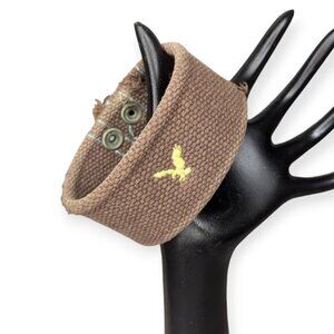 Vintage American Eagle Woven Fabric Snap On Bracelet